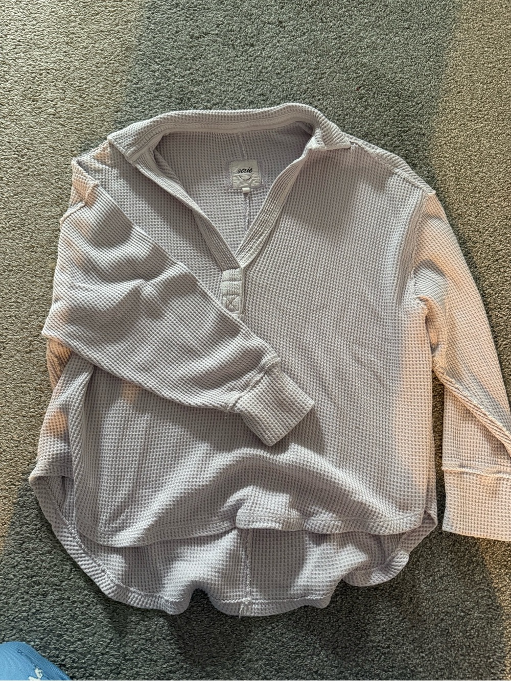 aerie waffle knit pullover sweater in lavender